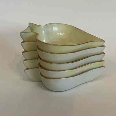 Spade-shaped Klingenberg Limoges hand-painted nut cups, early 1900s