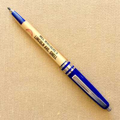Advertising pen of Mel Whitacre's Lincoln Avenue Shell Station, prior to 1970