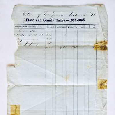 Receipt payment for State and County taxes by Dr. Lambert, 1854-1855