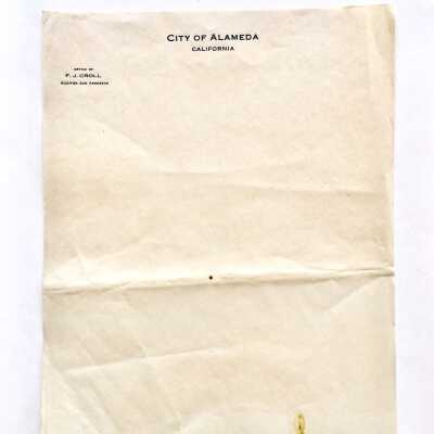Sample stationery City of Alameda office of F.J. Croll, before 1949