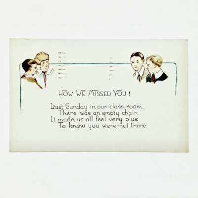 Postcard Sunday School absence, 1937