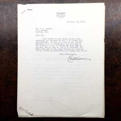 Letter and copies about Plumbing for the Health Care Building, 1923