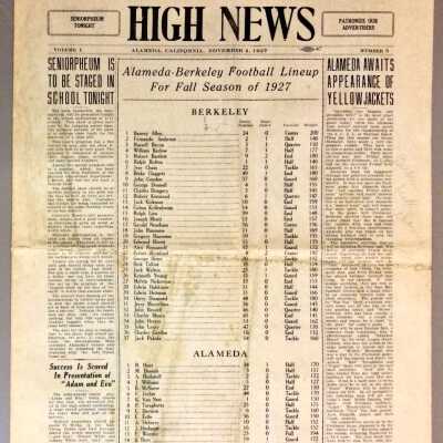 Alameda High School newspaper 'High News', November 4, 1927