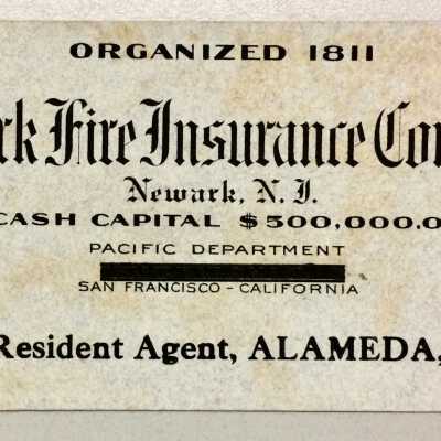 Ink Blotter for the Newark Fire Insuranc Co., E. C. Wood, Agent, c. 1900