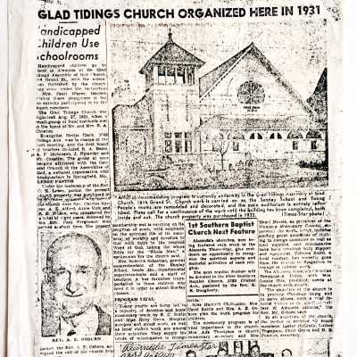 Clipping about 'Glad Tidings Assembly of God Church, 1949