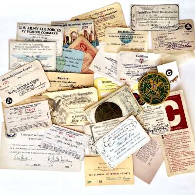 Collection of membership cards and tickets of the Cox family, 1931-1970