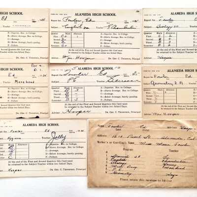 Alameda High School Report Cards of Edward Fowler, 1935