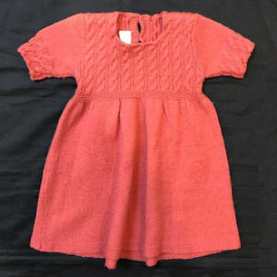 Crocheted infant dress with brass buttons and cable stitching, c. 1940s