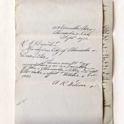 Resignation letter from Alexander R. Wilson, AFD, 1932