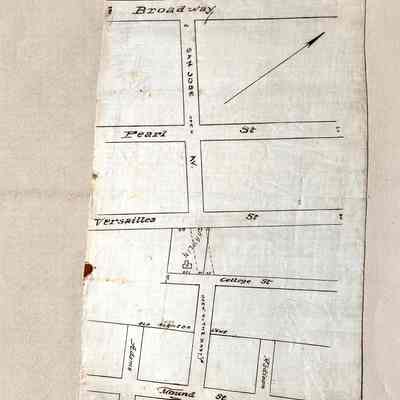 Map for opening San Jose Ave between Versailles and College, c. 1890