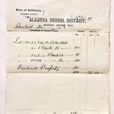 Receipt for payment of School House Tax, by Dr. Lambert, 1864