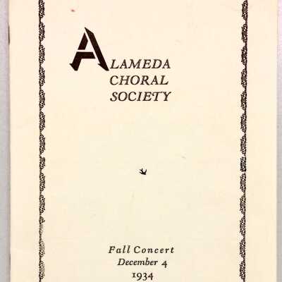 Program Fall Concert Alameda Choral Society, 1934