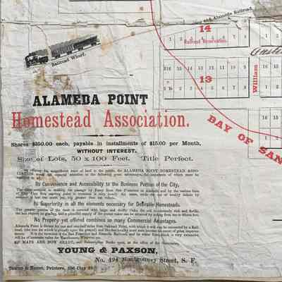 Map of property of the 'Alameda Point Homestead Association, c. prior to 1890