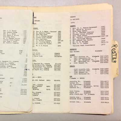 Folder marked 'Roster' of the American Fuchsia Society, 1969-1974