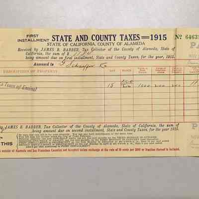 State and County tax assessment for George Schaeffer for 2236 Alameda Ave, 1915