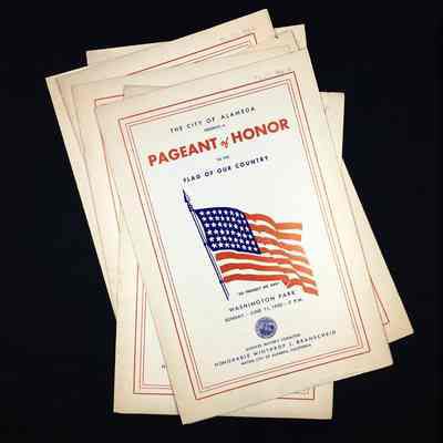 Program for a patriotic event held in Washington Park, 1950