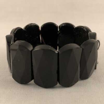 Bracelet of black glass beads, c. early 1900s