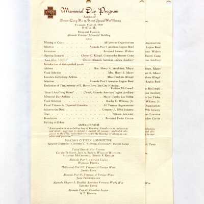 Memorial Day Program, 1939