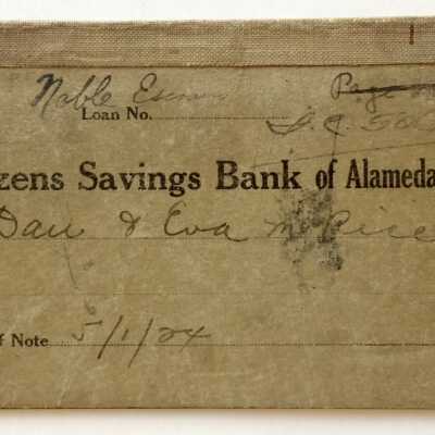Payment book Citizens Savings Bank of Alameda, Dan & Eva Rice, 1924
