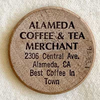 Coffee token from the Alameda Coffee and Tea Merchange, c. 1970s-1980s