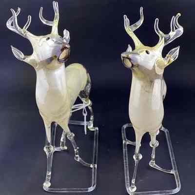 Large Bimini Glass Mercury Silver Reindeer Decoration, c. 1920's