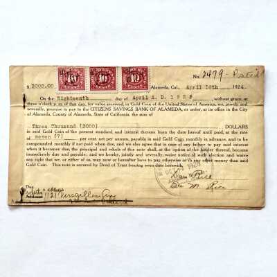 Payment Card Citizens Savings Bank, recording loan payments 1121 Versailles Ave, 1924
