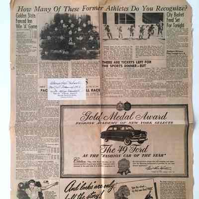 Clipping about Alameda High School athletes from 1905 and 1940, 1949