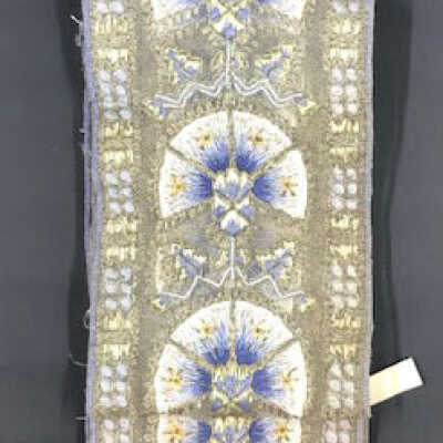 Tulle trim of metal & silk embroidery, early 1900s