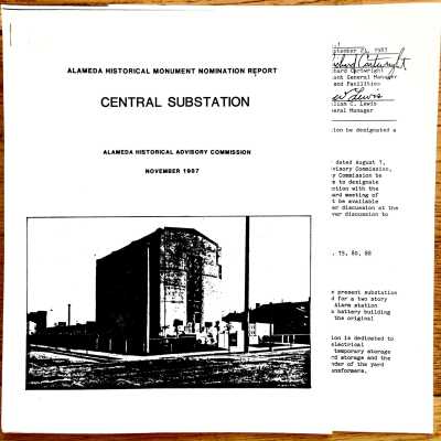 Photocopy of a report about Bureau of Electricity Substation, 1987