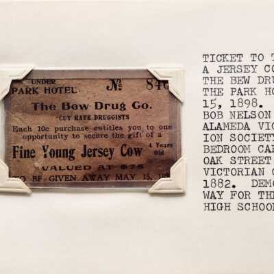 Ticket for lottery of a Jersey Cow, Bew Drug Company, 1898