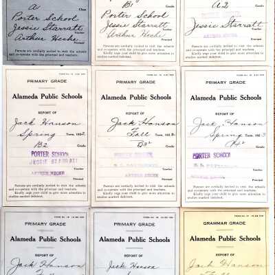 Porter School Report Cards Jack Hanson, 1920-1925