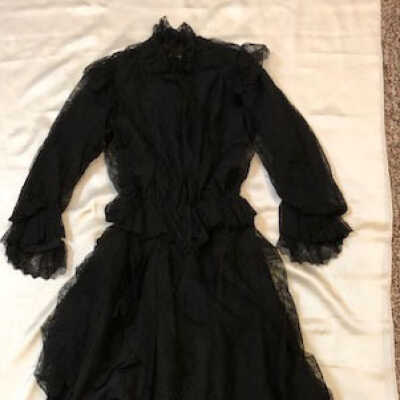 Young woman's black lace and taffeta altered gown, c. 1900