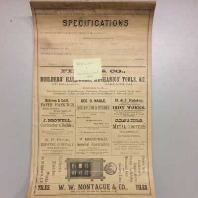 Specifications for Bay Farm Island School, prior to 1890