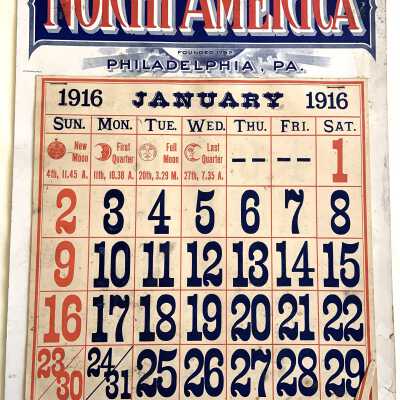 Advertising Calendar for the North American Life Insurance Co., Herbert D. Clark agent, 1916
