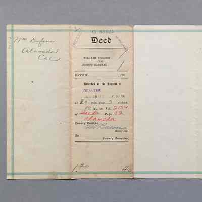 Deed, property in Oakland, town of Brooklyn, W. Thomson, J. Mazzini, 1912