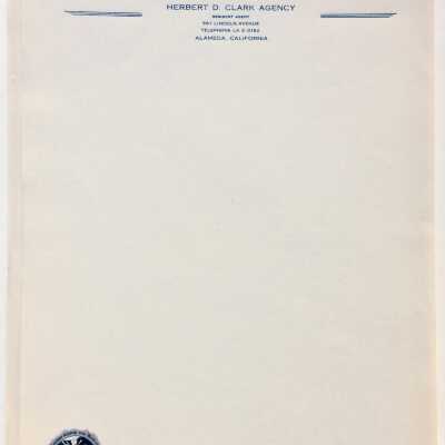 Unused stationery of 'Herbert D. Clark, insurance', c. 1930s