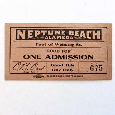 Admission Ticket for one person to Neptune Beach, c. 1920s-1930s