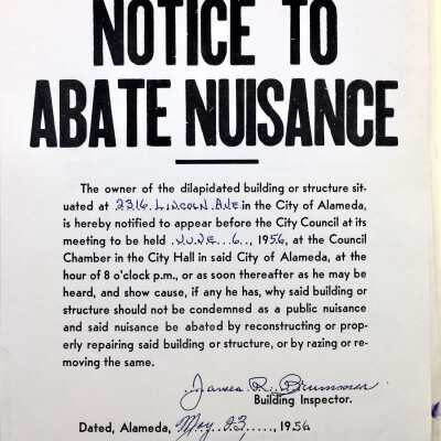 Nuisance abatement notice for 2316 Lincoln