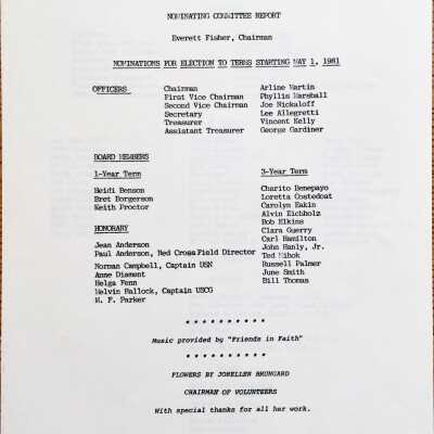 Typed nominating committee report, Red Cross, 1981