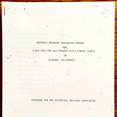 Copy of Historical Nomination Report about historical street lights, prior 2004