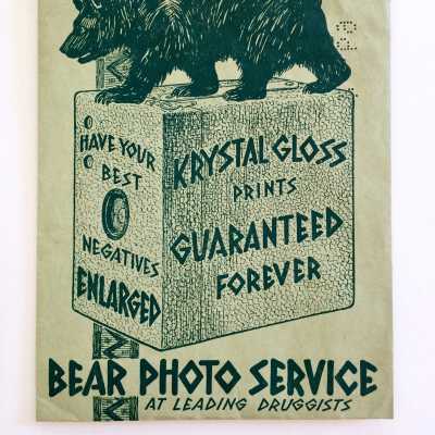 'Bear Photo Service' photo envelope issued by Alameda Drug Company, c. 1930