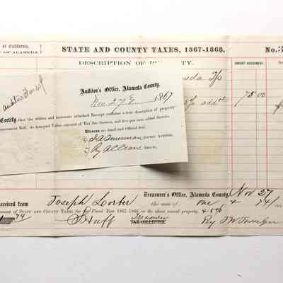 Receipt for payment of county taxes from Joseph Lorber, 1867-1868