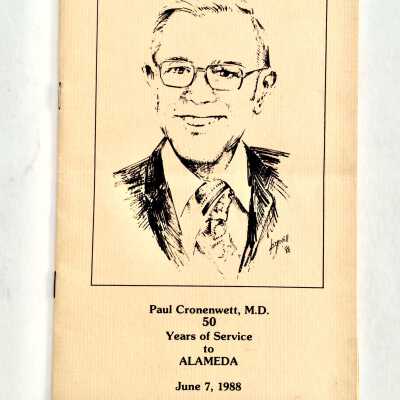 Program for Testimonial dinner for Dr. Paul Cronenwett, 1988