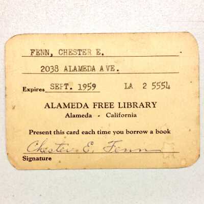 Alameda Free Library card issued to Chester E. Fenn, 1959