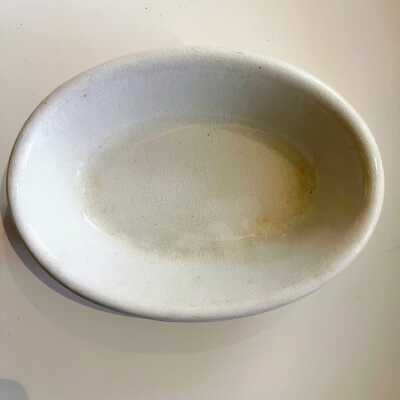 Shallow oval Meakin ironstone bowl of the Meyers family, after 1891