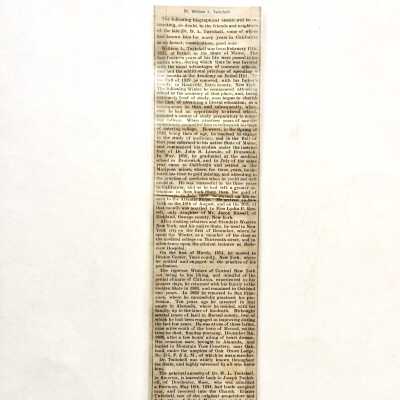Obituary of 'Dr. William Twitchell', c. 1880