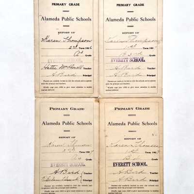 Everett School Report Cards for Karen Thomsen, 1906-1908