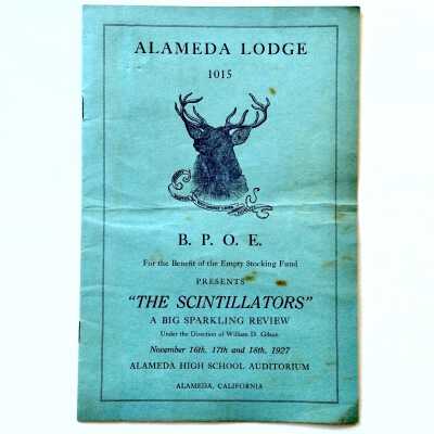 Program performance 'The Scintillators', Alameda Elks Lodge 1015, 1927