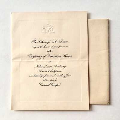 Envelope and invitation to graduation at Notre Dame Academy, c. 1917