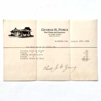 Receipt George H. Noble for Deed of Trust for Dan Rice, 1934